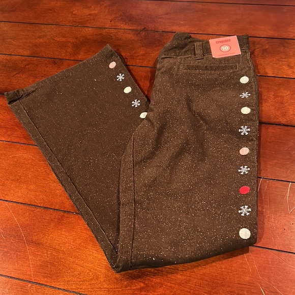 NWT Gymboree Winter Snowflake brown corduroy sparkle snowflake dot Pants Size 10 - Picture 7 of 15